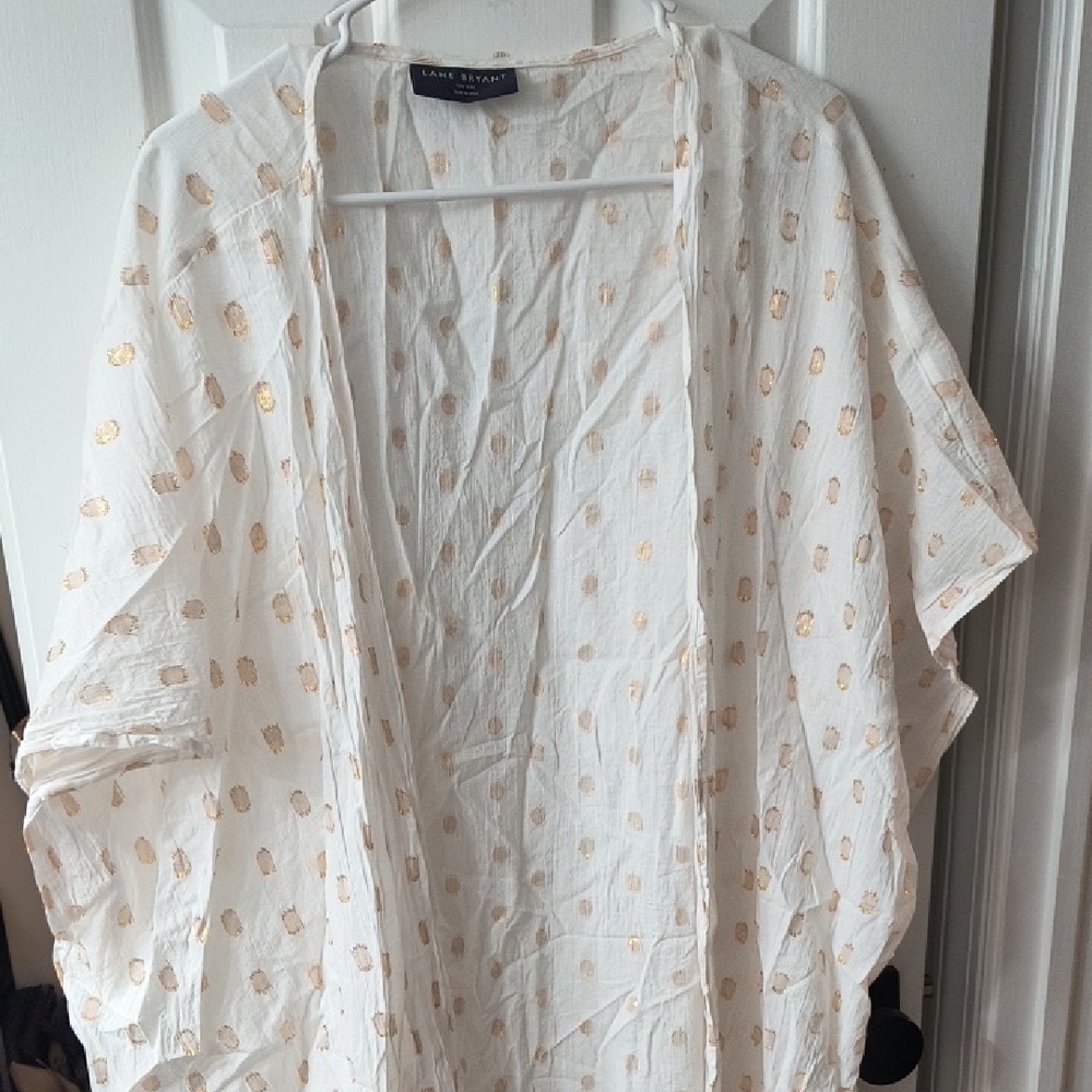 Lane Bryant Sheer Kimono with Gold Accents